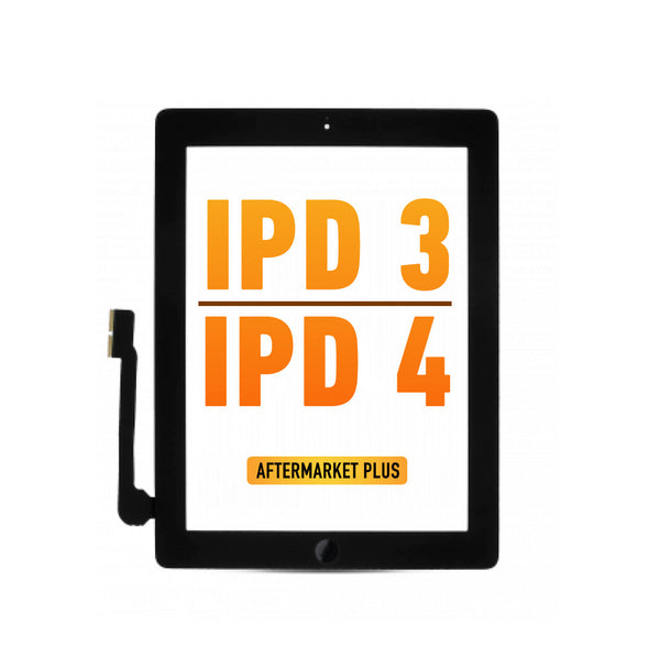 iPad 3 / iPad 4 Digitizer Replacement (Home Button Pre-Installed Compatible For iPad 3) (Aftermarket Plus) (Black)