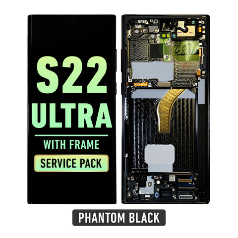 Samsung Galaxy S22 Ultra OLED Screen Assembly Replacement With Frame (Service Pack) (Phantom Black)
