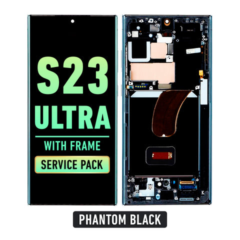 Samsung Galaxy S23 Ultra 5G OLED Screen Assembly Replacement With Frame (Service Pack) (Phantom Black)