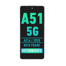 Samsung Galaxy A51 5G  (A516 / 2020) (Non-Verizon 5G UW FRAME) OLED Screen Assembly Replacement With Frame (Refurbished) (White)