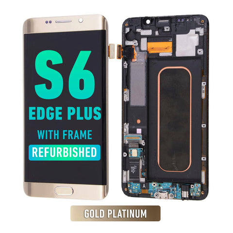 Samsung Galaxy S6 Edge Plus OLED Screen Assembly Replacement With Frame (AT&T / T-Mobile) (Refurbished) (Gold Platinum)