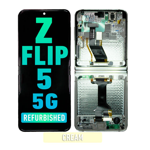 Samsung Galaxy Z Flip 5 5G OLED Screen Assembly Replacement With Frame (Refurbished) (Cream)