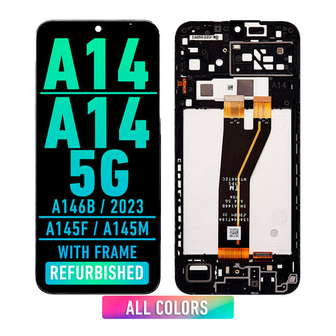 Samsung Galaxy A14 (A145F / A145M) A14 5G (A146B / 2023) LCD Screen Assembly Replacement With Frame (Refurbished) (All Colors)