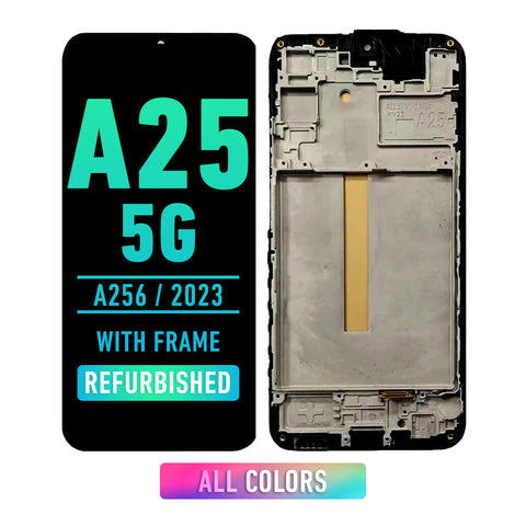 Samsung Galaxy A25 5G (A256 / 2023) OLED Screen Assembly Replacement With Frame (Refurbished) (All Colors)