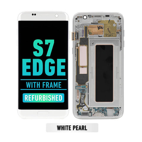Samsung Galaxy S7 Edge OLED Screen Assembly Replacement With Frame (US Version) (Refurbished) (White Pearl)